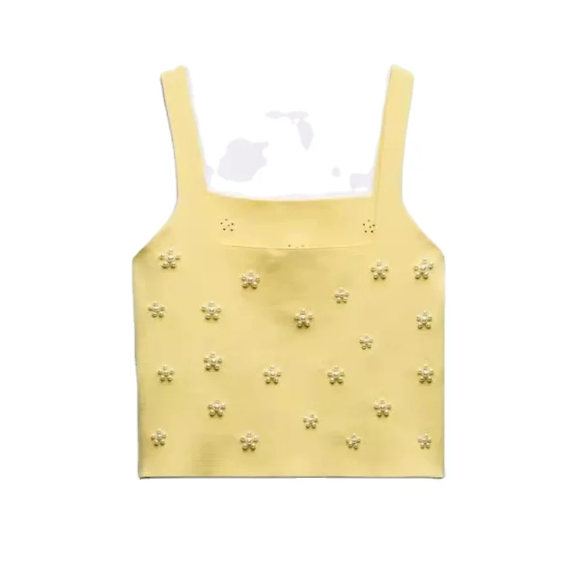 Custom LOGO OEM & ODM   hand knitted V neck 3D cloud sleeveless cropped top pullover women sweater vestAny color