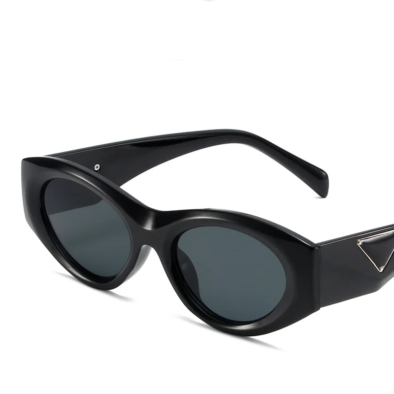 New Style Retro UV400 Shades Cat Eye Sun Glasses Small Oval Frame Sun glasses Unisex Promotion Metal Bright Black Sunglasses