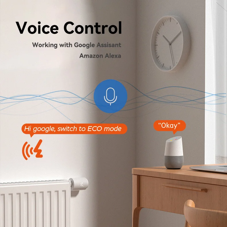 Tuya Zigbee WiFi Smart TRV Thermostatic Modern Design with Intelligent LCD Digital Display App Remote Control Heating System