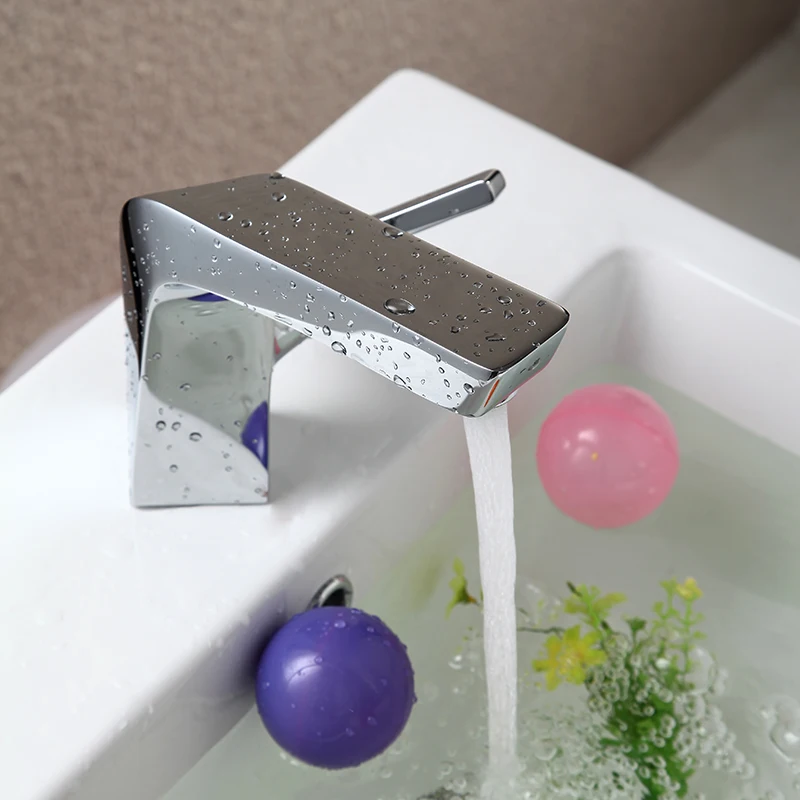 New SUS 304 Single Hole Square Washbasin Faucet Stainless Steel Bathroom Basin Basin Faucet