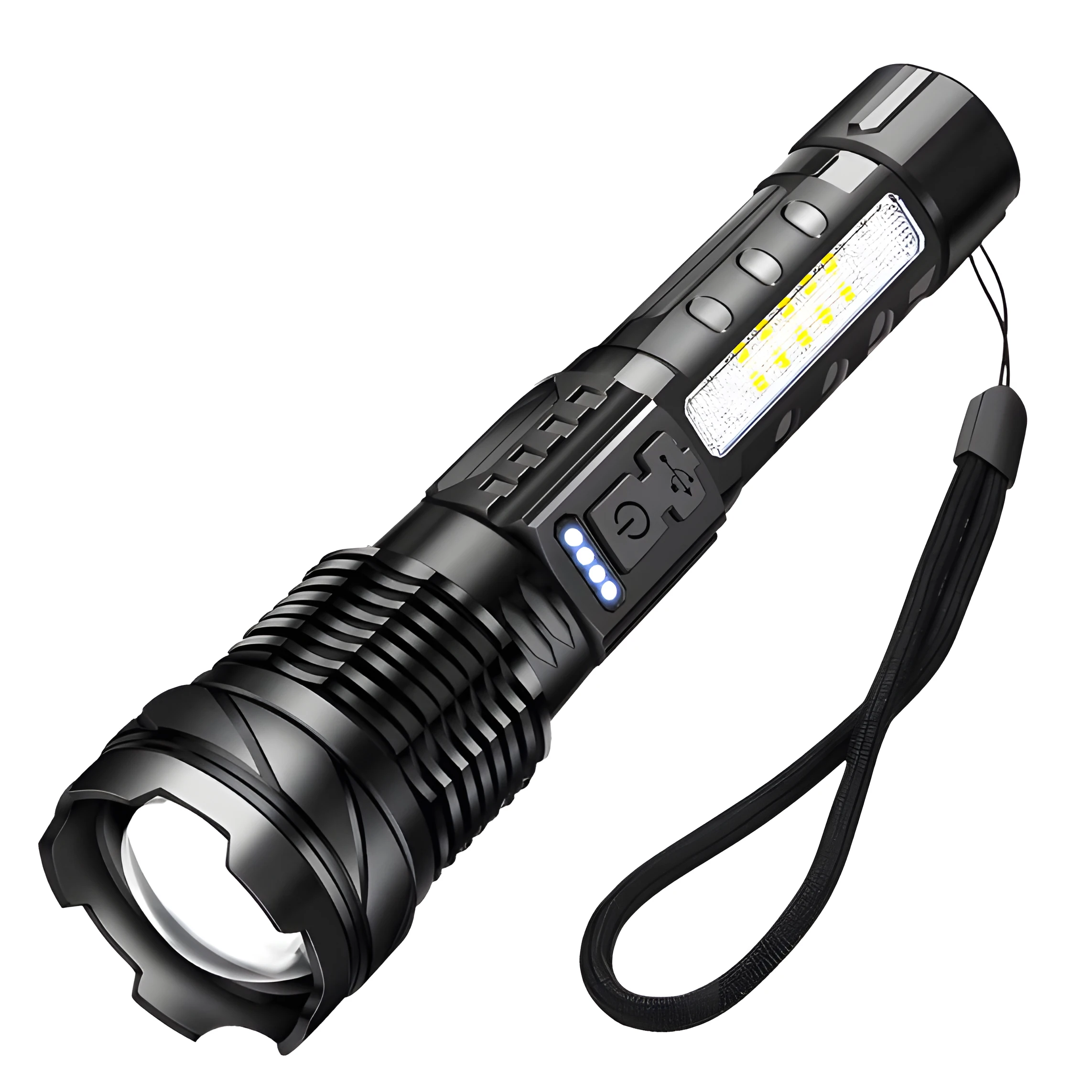 Super powerful flashlight rejected torch light led white flash light tactical lantern with USB cable long battery life hand lamp