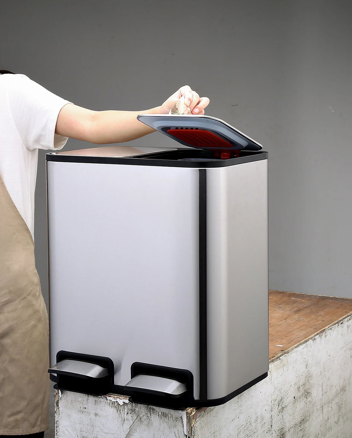 Двойное мусорное ведро с педалью 18L/24L переработочная корзина контейнер для мусора мусорное ведро для кухни мусорный бак с крышкой из нержавеющей стали мусорное ведро