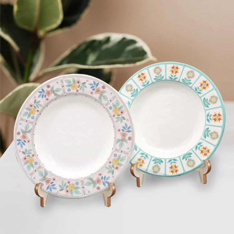 Wholesale Custom Print Melamine Tableware White Dinner Dishes Set Kitchen Unbreakable Round Melamine Plates For Restaurant