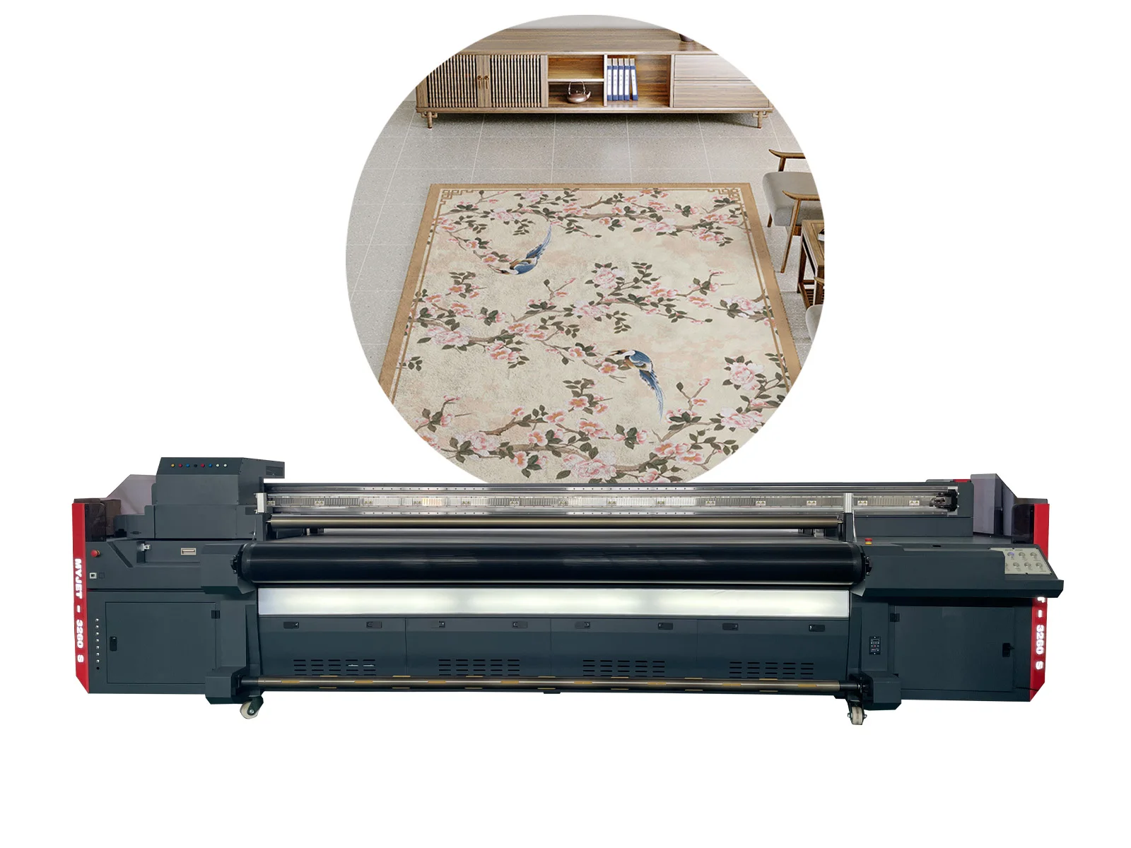 Myjet 3.2m UV Hybrid Inkjet Printer Large Format Roll to Roll UV Printer On Leather Wallpaper Canvas Printer