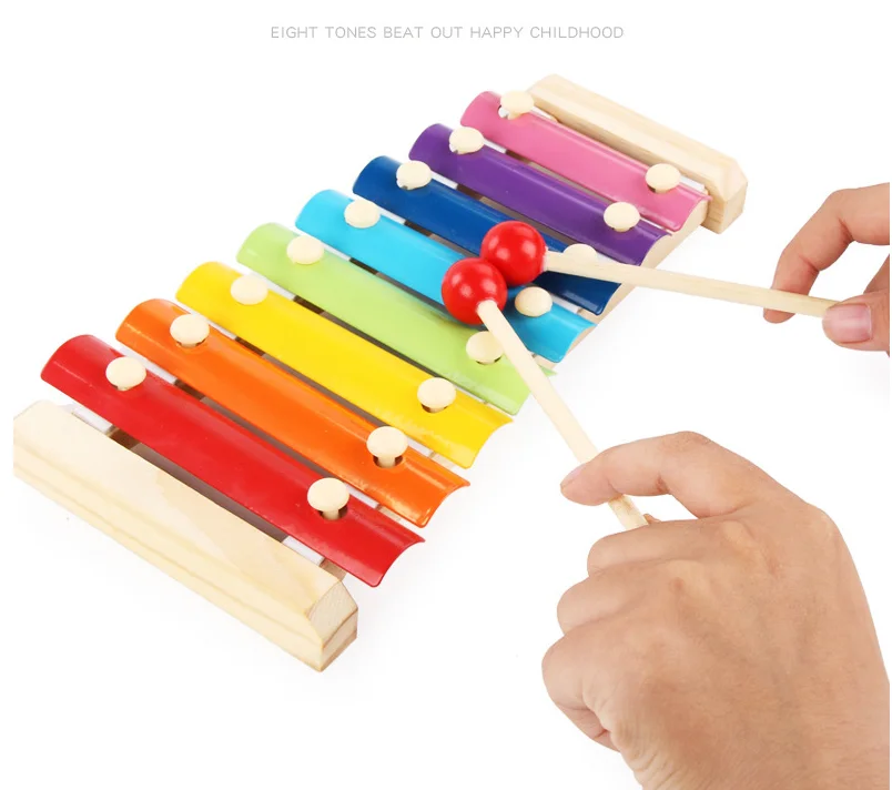 Wholesale Wooden Octave Hand Knocking Piano Baby Early Educational Musical xylophone musical instruments