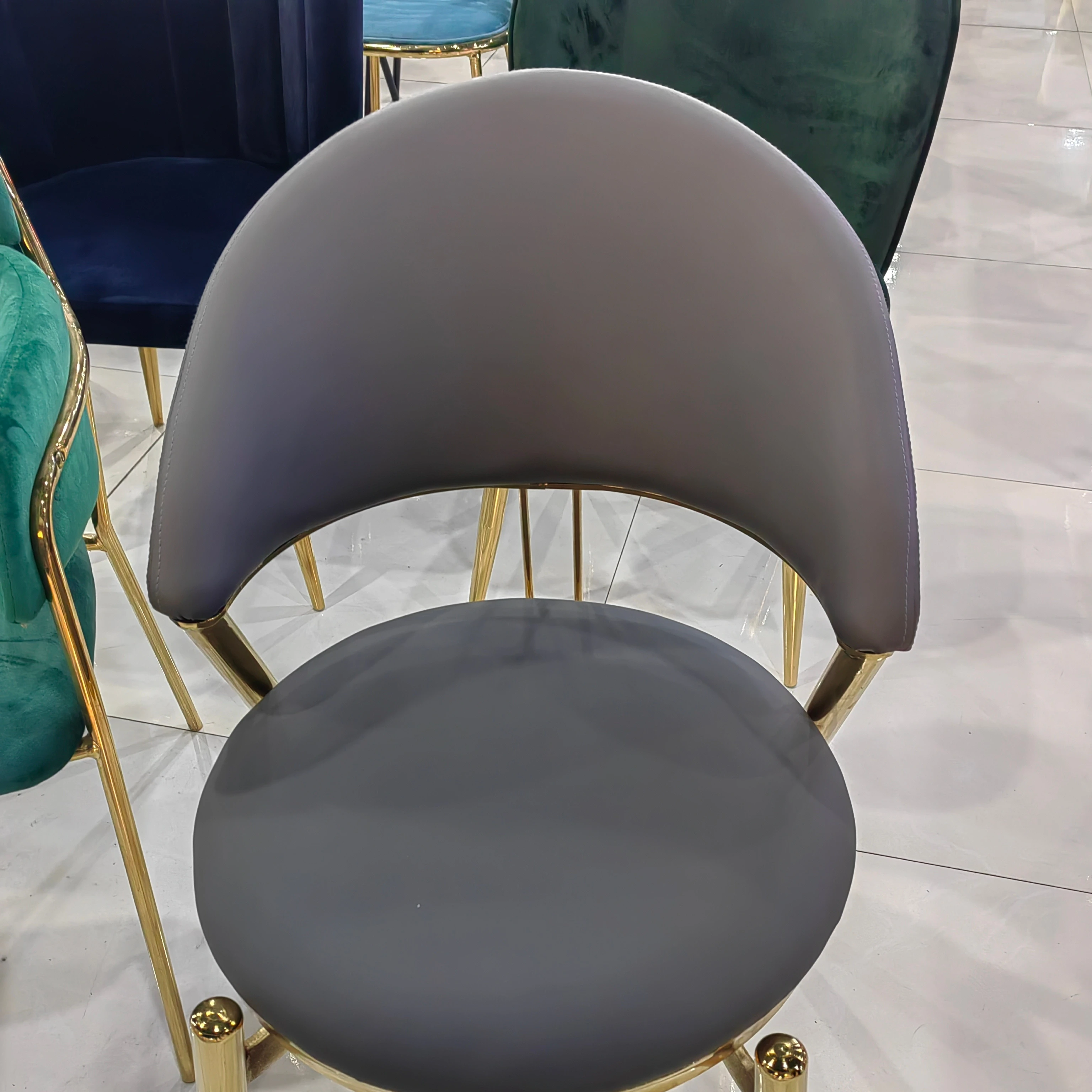 Стулья для столовой, мебель для дома, искусственная кожа, железные Позолоченные ножки, стул для туалетного столика, стулья