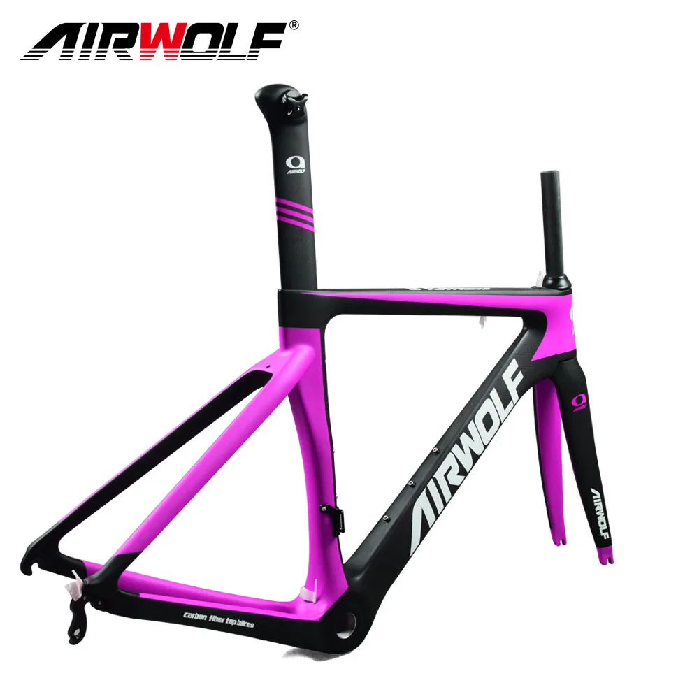 OEM ODM Super Light Internal Routing Bicycle Frameset Airwolf Bicycle Frame T800 Toray Fiber Carbon Road Bike Frame Aero