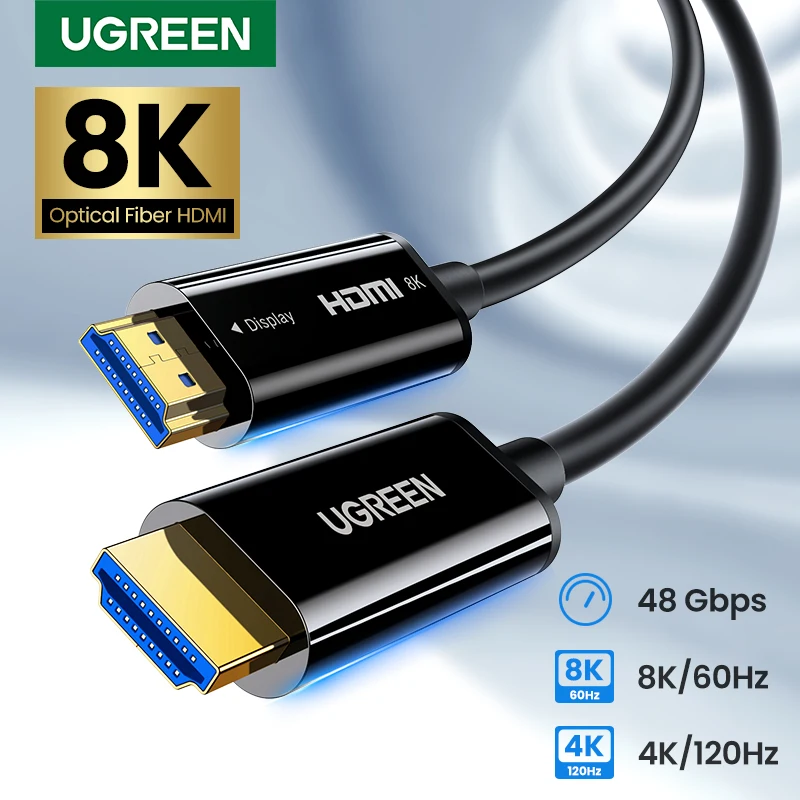 UGREEN 8K HDMI 2,1 волоконно-оптический кабель 48 Гбит/с Ультра высокоскоростной HDMI оптический аудиокабель HDR10 HDCP 2,2 для PS5 Xbox TV проектора