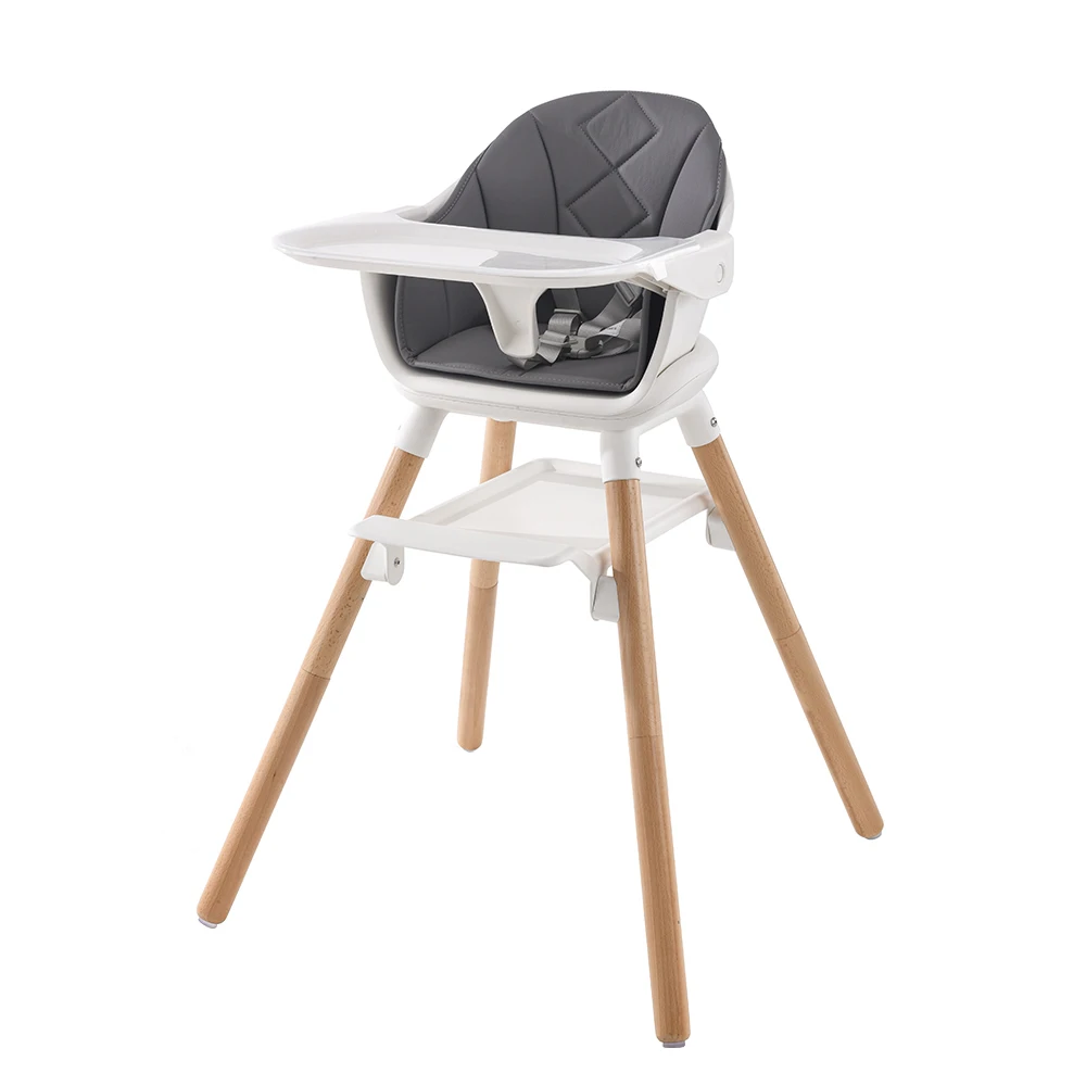 All-in-one multi-funcational Baby High Chair Wholesale Customized Logo Style Wooden Feeding Chair