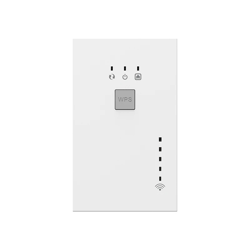 
Compact Wall Plug Design Up To 1200Mbps Dual-Band Signal Booster WiFi Repeater with Ethernet Port. 