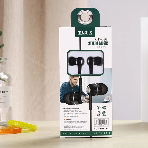 New arrival stereo CY-061 wired earphone mini headphones with Mic durable  in ear CY061 Headset 3.5mm wholesale price