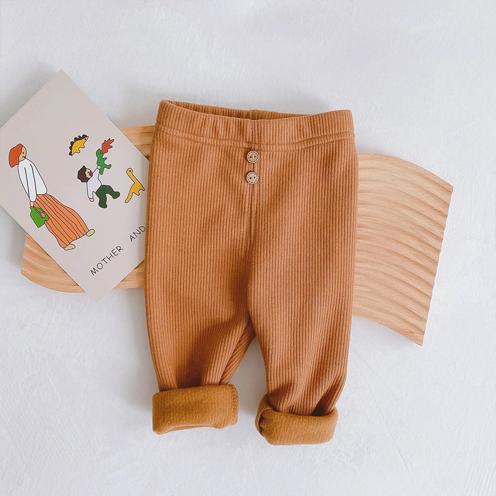 Winter thickened thread leggings for infants 0-3 years old simple versatile elastic large PP pants for boys and girls