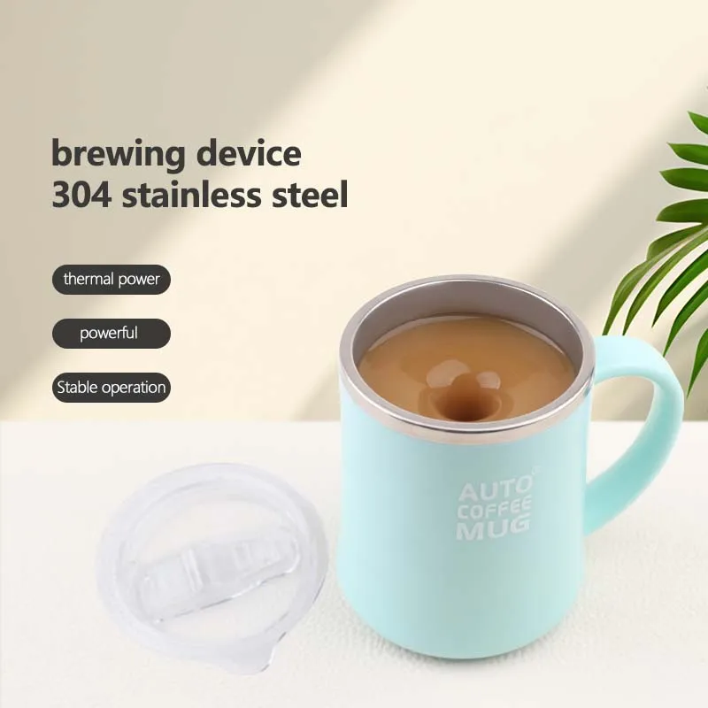 Cute Design Smart Thermal Cup Stainless Steel Coffee Mixing Mug Blender That Automatically Stirs Hot Water