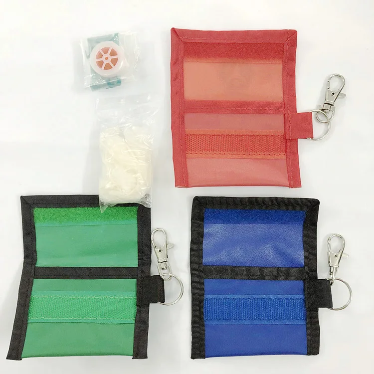 MM-CPR007 Mouth to Mouth Portable CPR pocket first aid kit in custom logo printing nylon bag for Gift