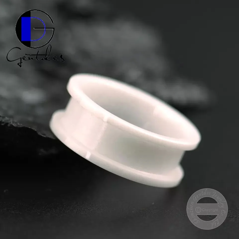 Gentdes Jewelry New Arrive White Ceramic Ring Blank 8mm Ring Core for DIY Inlay Unique Wedding Ring