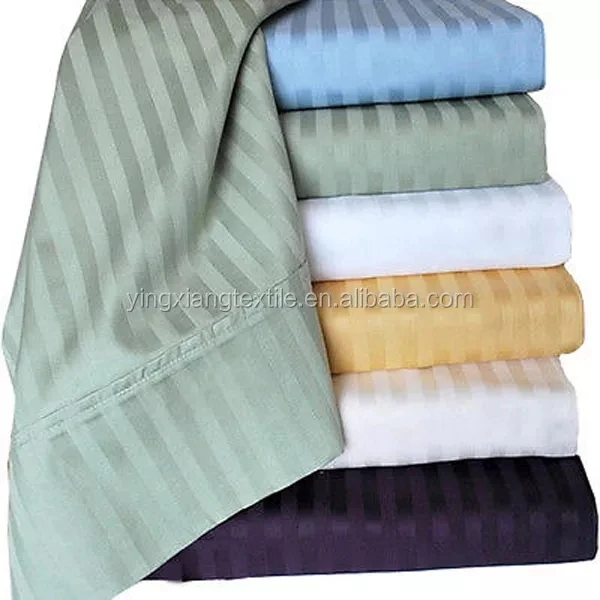 Bleached white cotton stripe fabric for hotel bedding