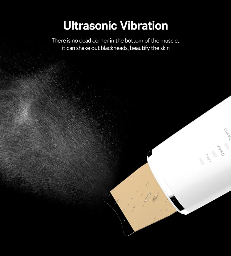 Factory ready to ship deep pore cleaner stainless steel  24K gold waterproof wireless charger Ultrasonic Skin Scrubber