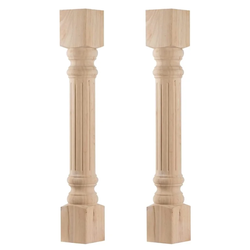 2023 Royal Beautiful Solid Wood Pillars And Baluster Luxury Stairs Decorative Wood Carved Large Column Wood Roman Newel Post