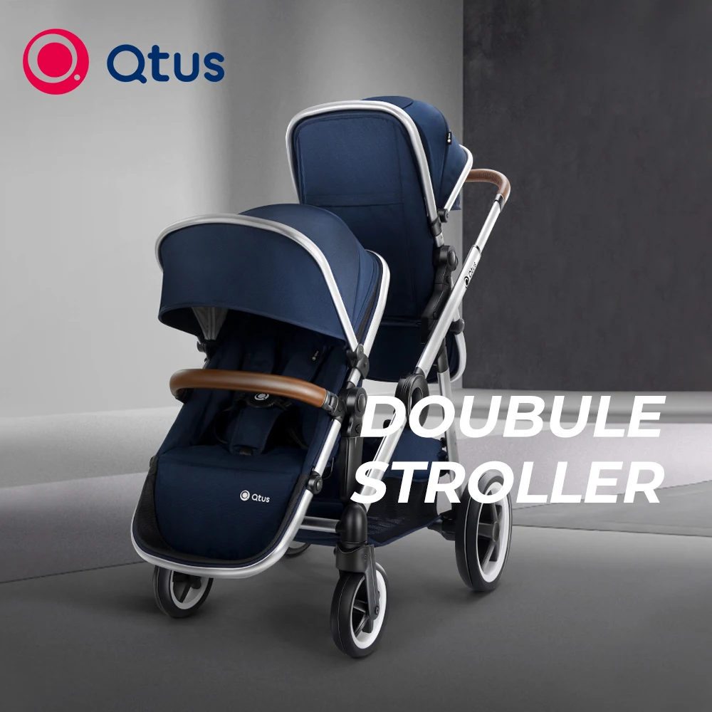 QTUS DuetPro double stroller with car seats for twins Rides is double fold like a single Grows with your family storage basket