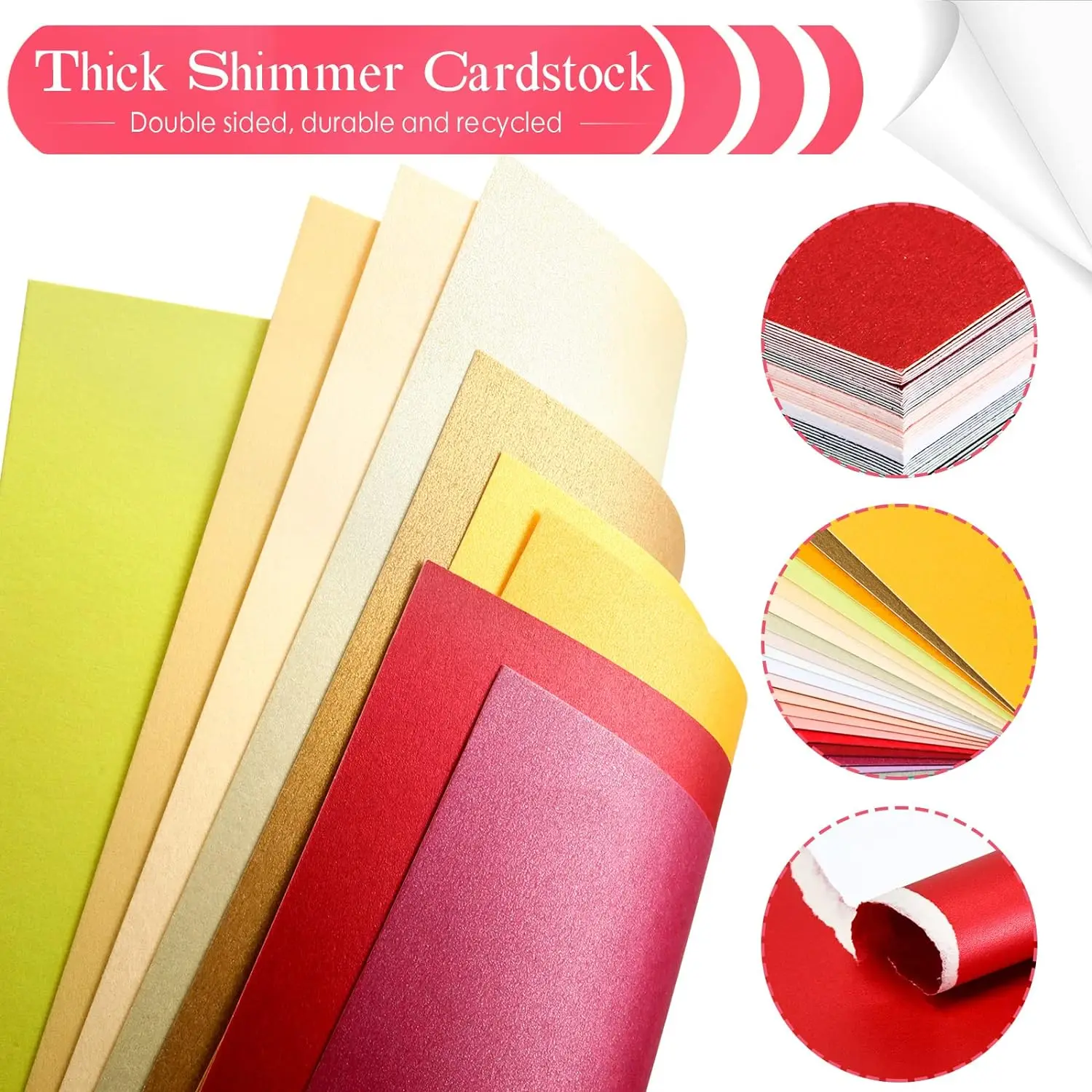Hongho Custom Metallic Pearl Paper Wrapping Cardboard Sheet A3 A4 double side 120g Pearlescent Coated Shimmer Paper