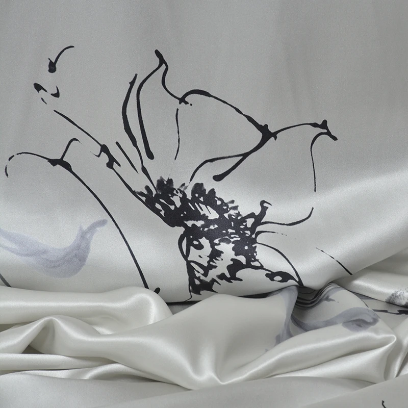 dubai Customized stain manufacturers Printed print floral satin Eco-Friendly 100 silk fabric with pattern for clothing