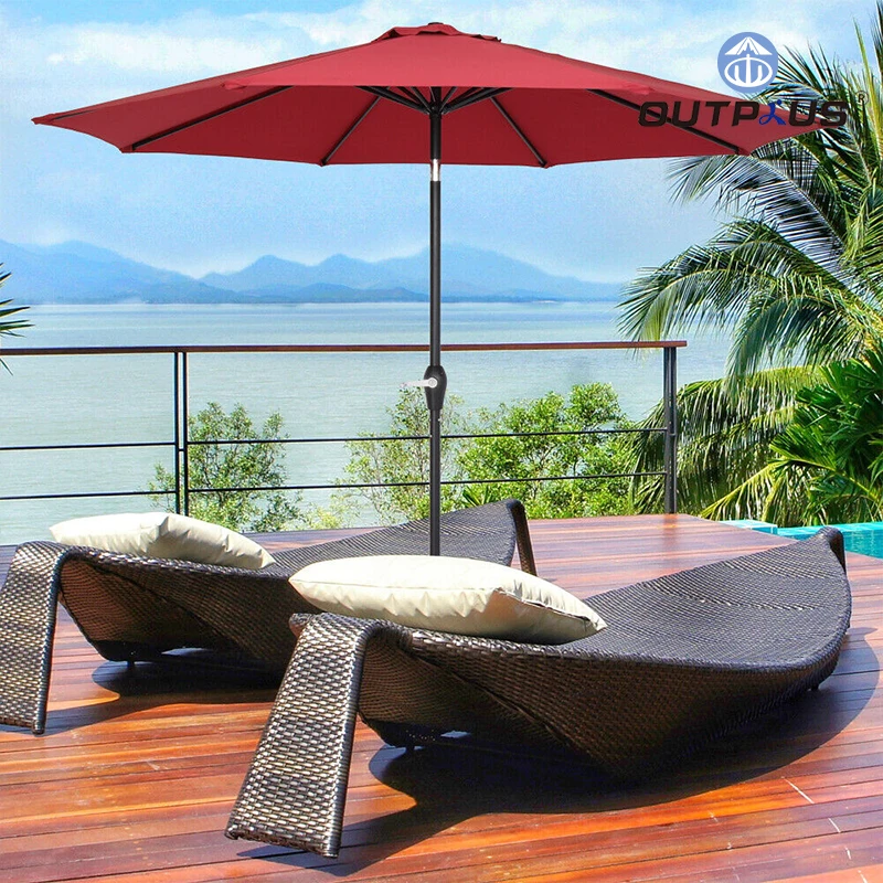 Deep Red Blue Double Layer Big Outdoor Umbrella For Sand Beach For Camp