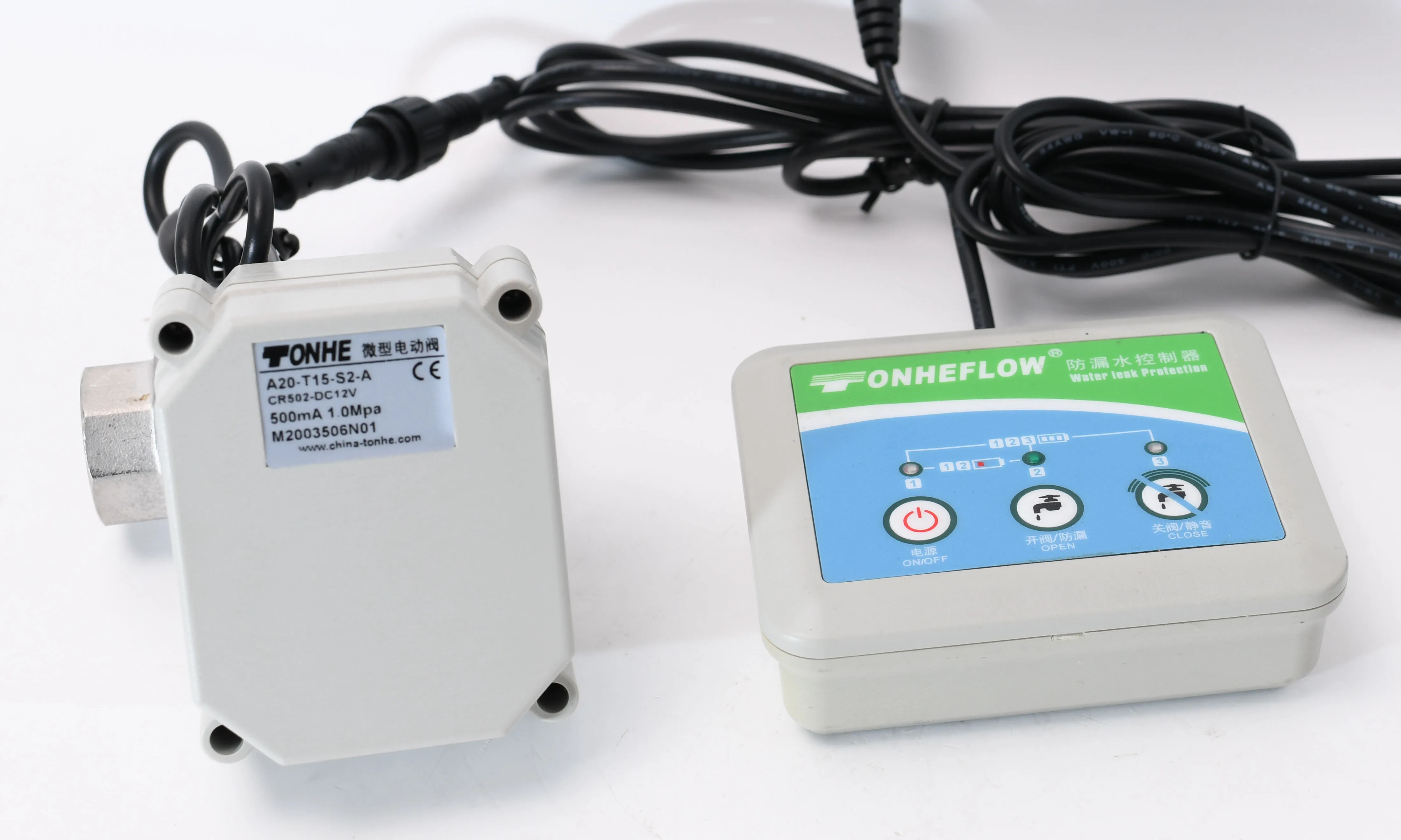 Wired DC3V BSP/NPT1' SS304 indicator Water Leak Alarm and Protection Motorized Valve