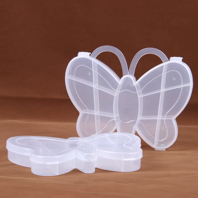 New Hot Transparent Butterfly & Heart Shape Jewelry Organizer Plastic Storage Box
