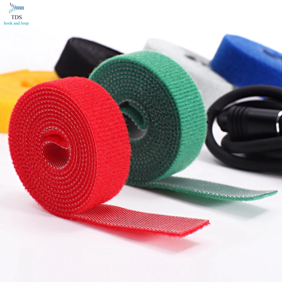 Stock Wholesale Back to Back Hook and Loop Strap Fastener Colorful Reusable Cable Ties elastic band