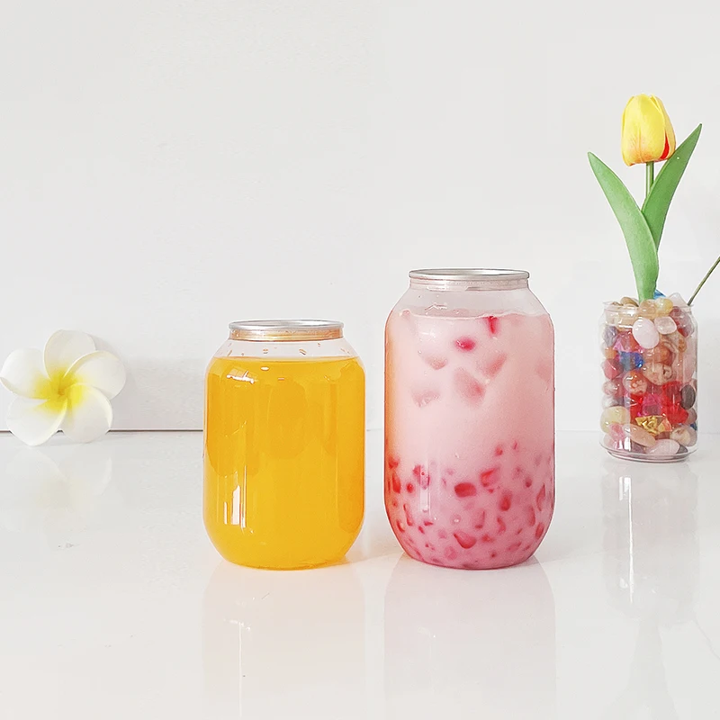 Custom 330ml 500ml Clear Plastic Pet Pop Soda Can Empty Beer Cake Plastic Ring-Pull Pop Cans For Food Canning Easy Open