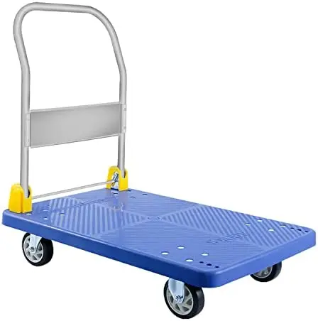 Platform Truck with 880lb Load Capacity Flatbed Push Dolly Foldable Push Hand Cart for Loading and Storage Noiseless