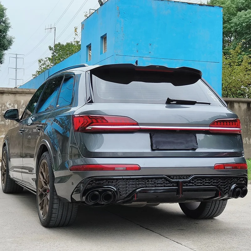 Аксессуары RSQ7 SQ7 черная губа заднего бампера с выхлопными трубами для Q7 диффузор