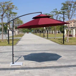 Outdoor Hanging Banana Umbrella Waterproof Cantilever Garden Beach Patio Sun Canvas Parasol Double Layer