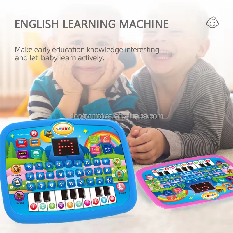Children Kids Laptop Educational Intelligent learning toys learning tablet LED sound pad for kids funny early education machine