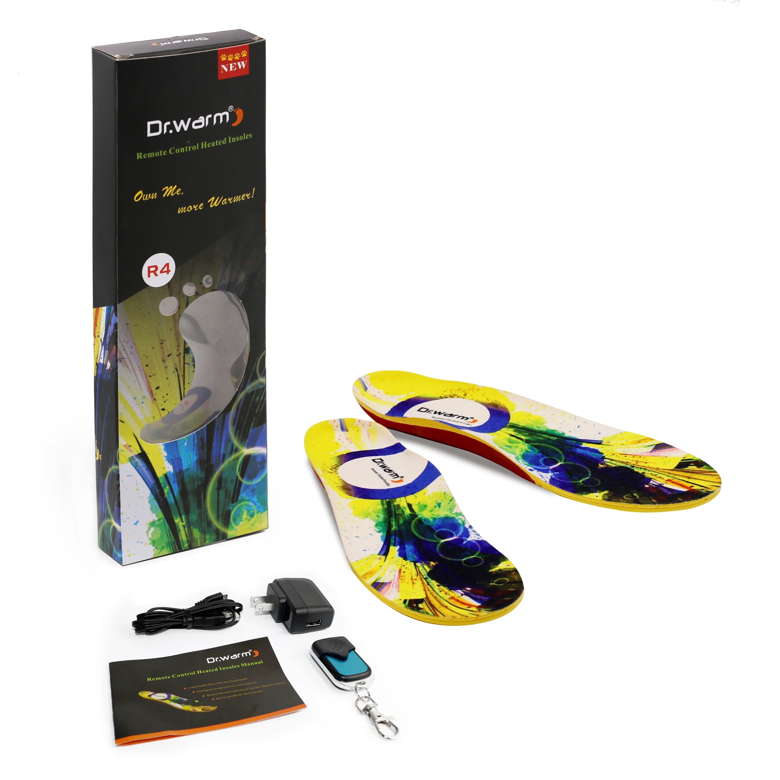 Moldable Custom Molding Self Heating Shoe Orthotic Remote Control Electric Rechargeable Heated Insoles