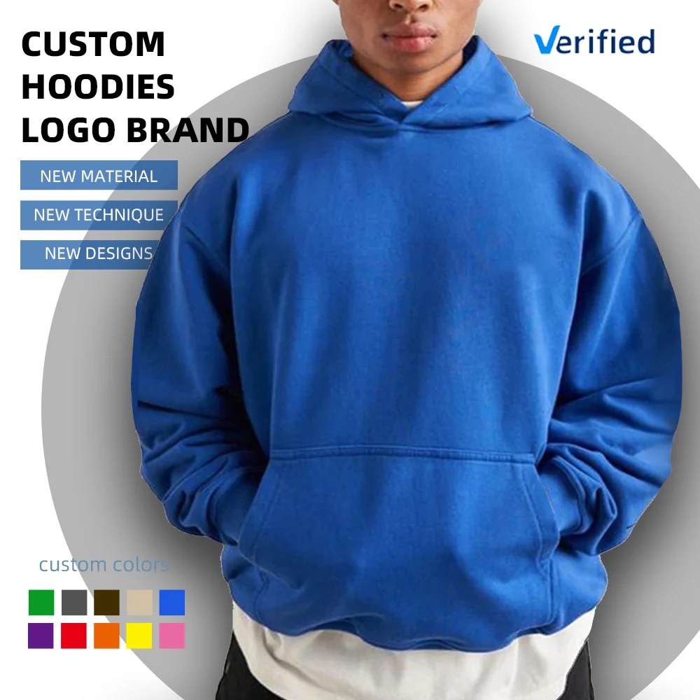 Heavy weight 100% Cotton Blank Hoodies Men Custom Embroidery Logo Men 400 500 Gsm Thick Unisex French Terry Oversized Hoodies