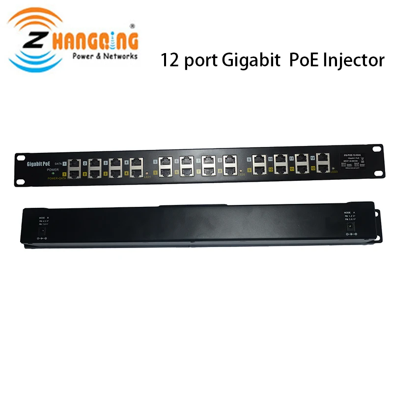 GPOE-12-48V120W стойку Gigabit PoE инжектор панель 12 Порт 48V 120W адаптер питания по сети Ethernet для 802.3af камера