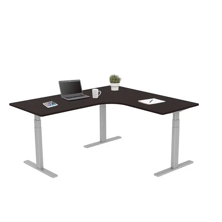 Office Adjustable Height Electric 3 Legs Desk Triple Motor Corner Sit Stand Desk L Shaped Standing Desk