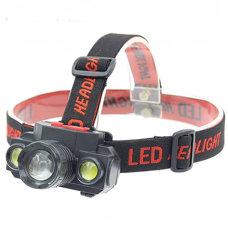18650 Rechargeable Battery 3 Heads Headlamp