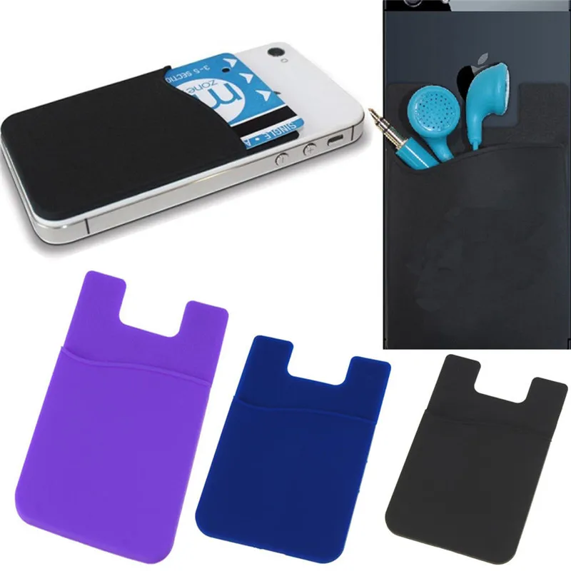 Custom Logo Printed  Stickers Adhesive Card Holder Silicone Cell Phone Case Back Wallet for Promotions