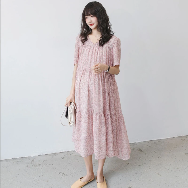Clothing manufacture 2020 latest maternity wear Chiffon maternity dress stylish maternity dress for pregnant women