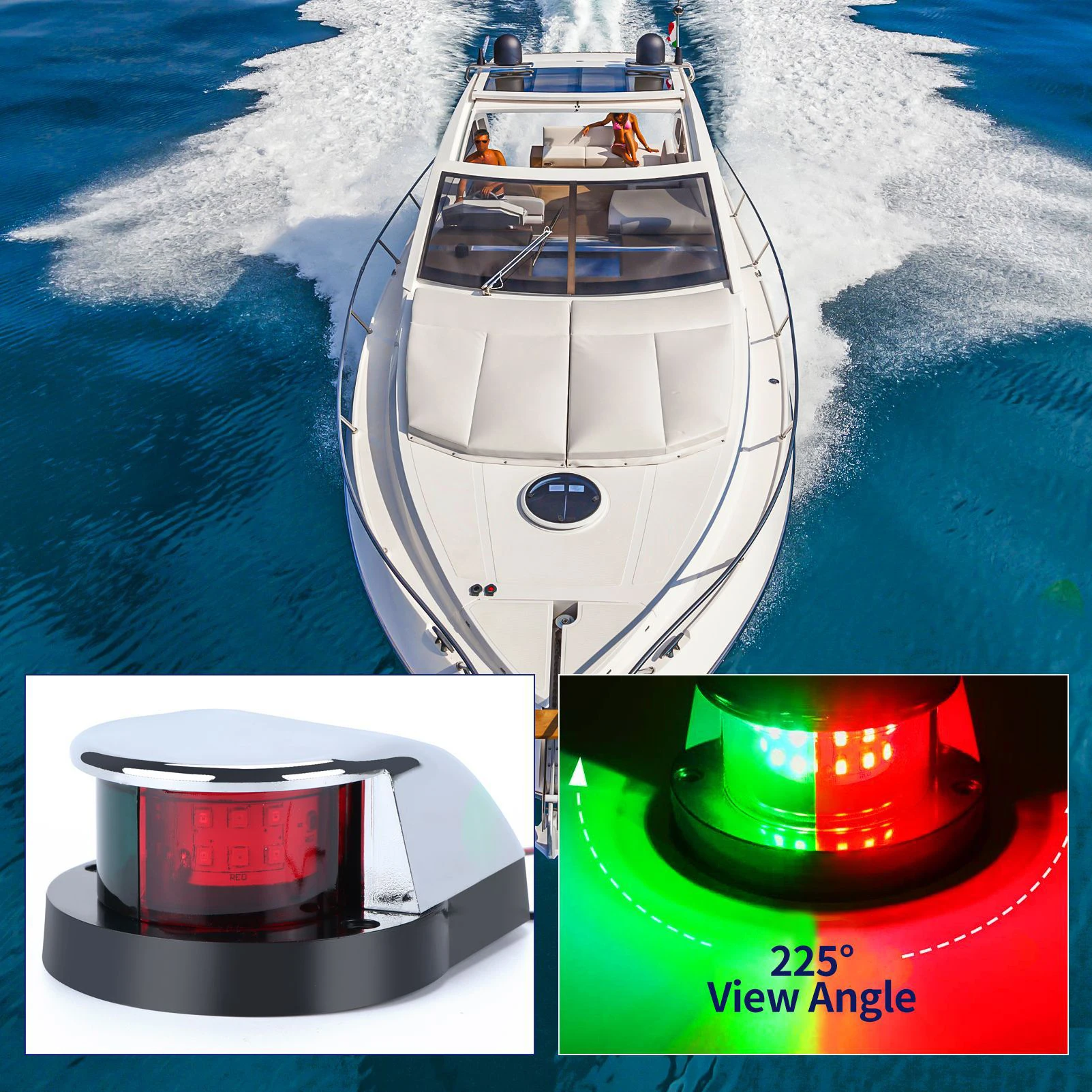 Boat Navigation Lights 12V LED Boat Marine LED Navigation Lights Red and Green Lamps Bow Light
