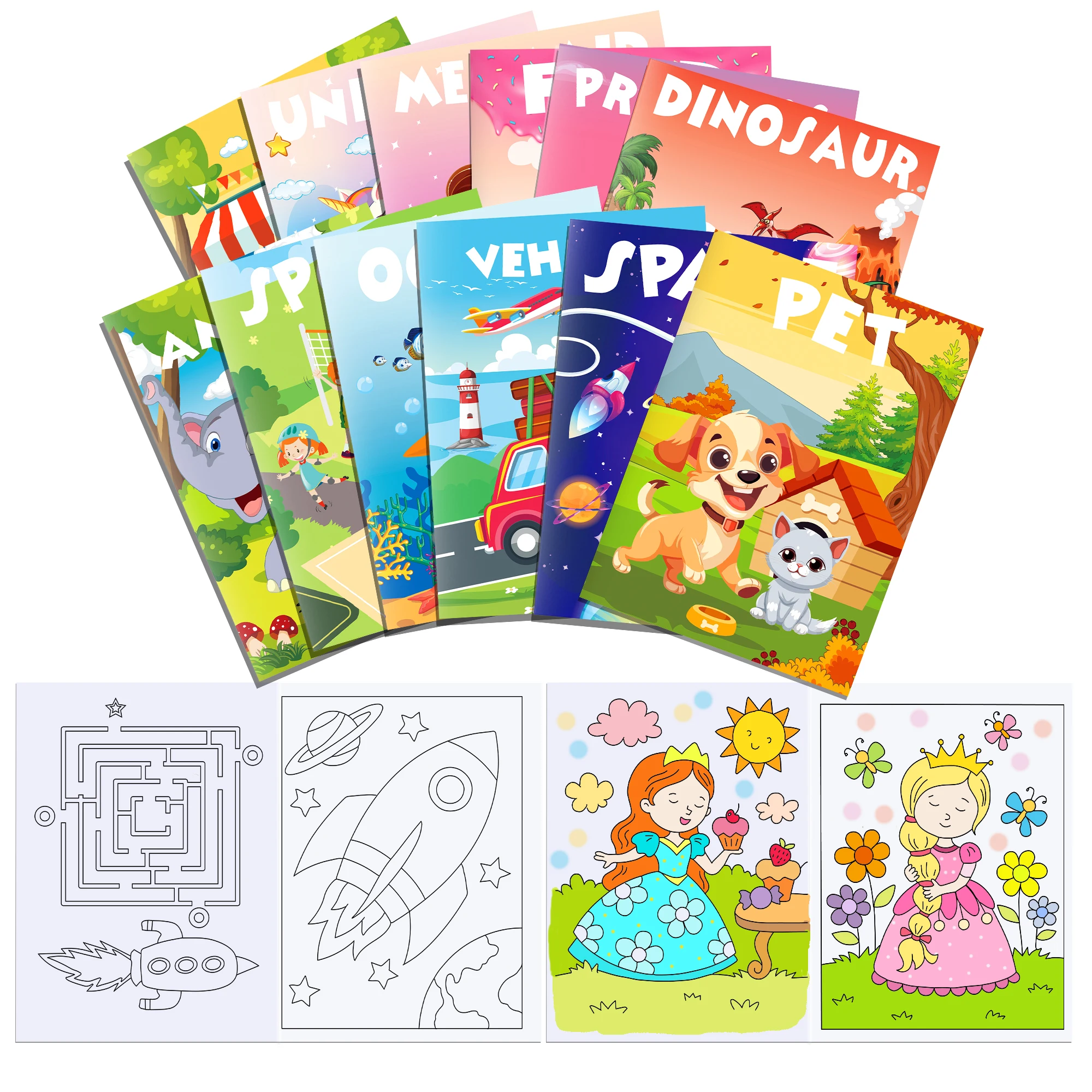 TY037 Cartoon Character Theme Coloring Books School Activity Fillers DIY Painting Drawing Book for Kids Birthday Gift
