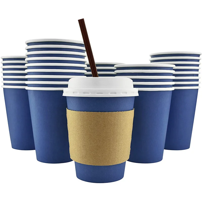 Insulation coffee cup cover disposable thick corrugated paper cover LGOO custom milk tea cup cover