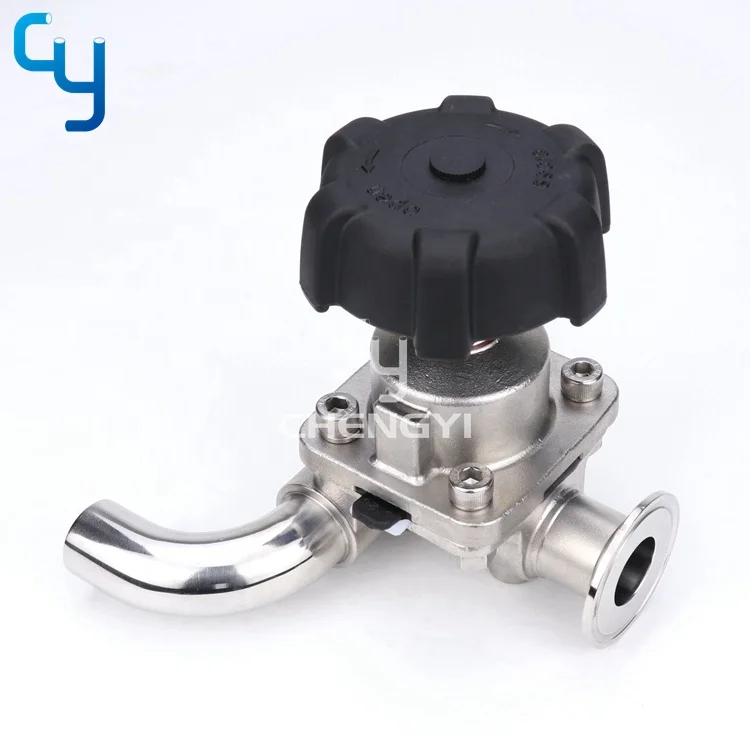 Sanitary stainless steel U type  3 way SS316L diaphragm valve