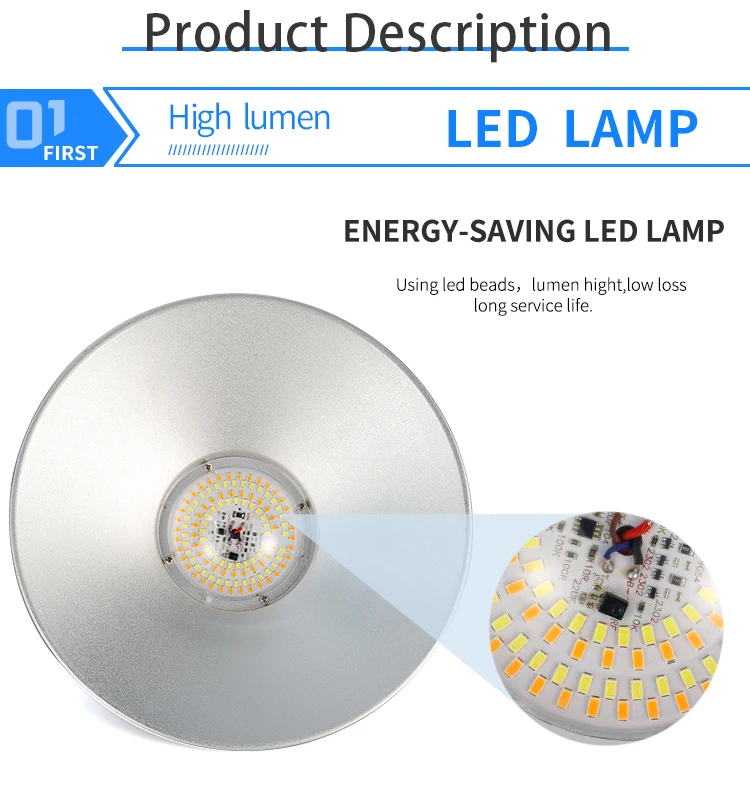 Factory Price High Lumen  IP67 100W 150W 200W  Industrial  Warehouse Solar motion lights outdoor UFO LED High Bay Light Fixture