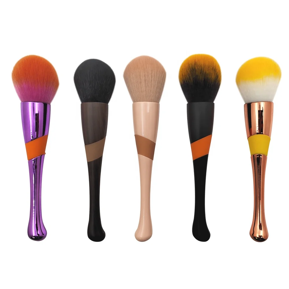 Luxury Custom Professional Brushes Synthetic Hair Aluminum Ferrule Plastic Handle Single Blush Makeup Brush Private Label Brush