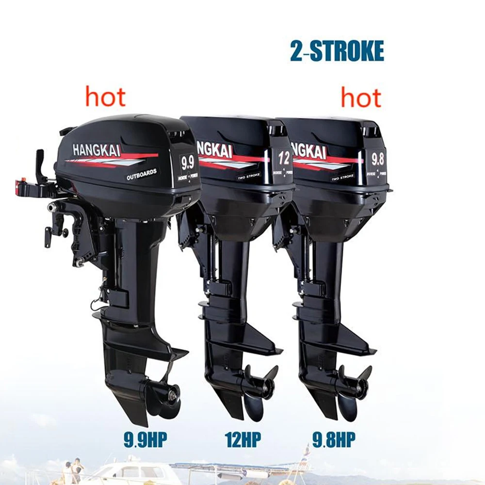 Sample ok outboard motor 2 Stroke 9.8hp HANGKAI Motor Boat 2 Cylinders Petrol Outboard Motor Boat Engines Yamaha For Fishing