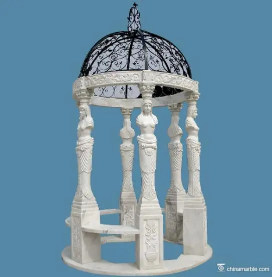 Антикварное уличное украшение каменная мраморная беседка для сада