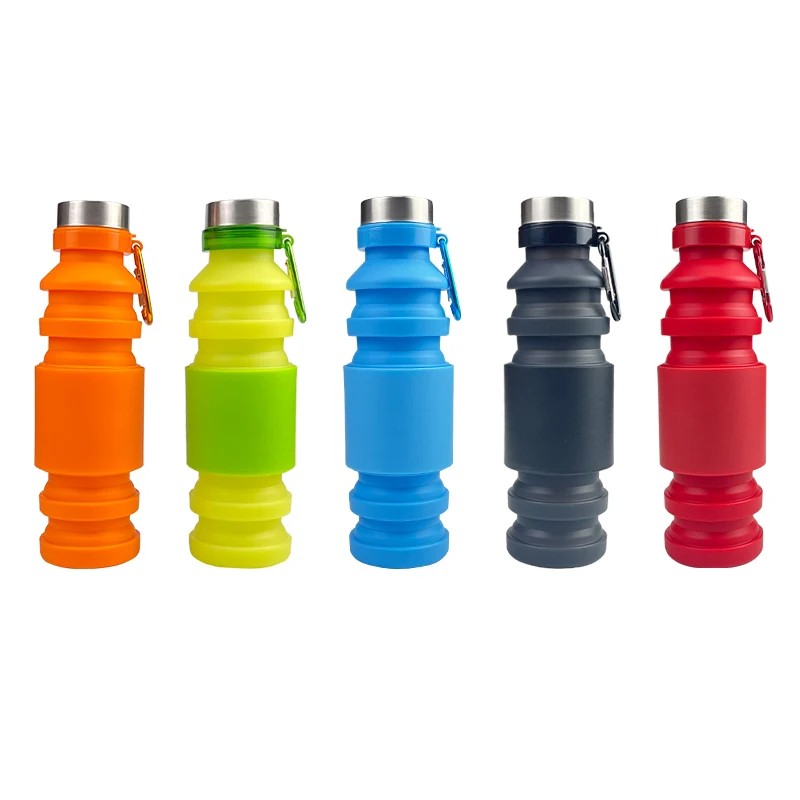 550ml 18oz Silicone Foldable Collapsible Water Bottle FOR Outdoor Travel Sport